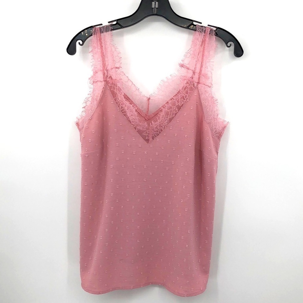 3/$25 Shein Size Small (US 4) Pink Tank Top With Lace Edging, Texture Fairy